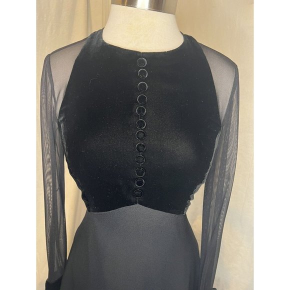 Beautiful RAMINI Dress Size 8 Black Long Sleeve Velvet, Sheer & Tulle Lined - Picture 9 of 14
